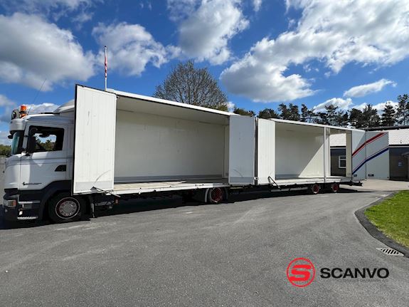 Scania R410 DB 4x2 MLB + tandem trailer 121m3 Koffer aufbau - 1