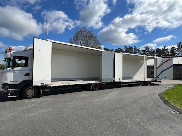 Scania R410 DB 4x2 MLB + tandem trailer 121m3, Closed box